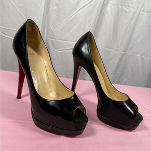 Christian Louboutin Lady Peep 150 Patent Leather Pumps Size 39 Heels